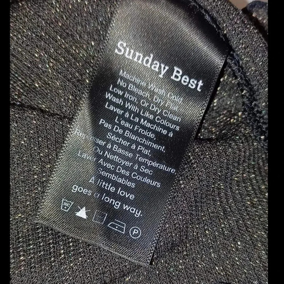 Sunday Best Black & Metallic Long Sleeve Crop Top Size XS - Picture 4 of 5